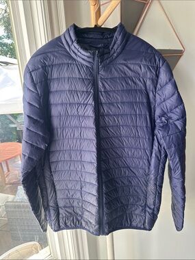 Lightweight DOWN Men’s Packable Navy Blue Quilted Jacket Frederik Anderson Large